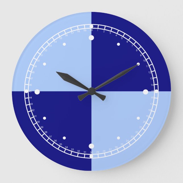 Grande Horloge Ronde Rectangles bleu clair et bleu foncé (Recto)