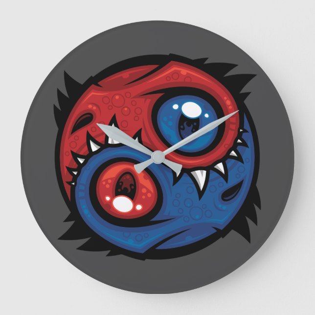 Grande Horloge Ronde Red and Blue Yin Yang Dragons (Recto)