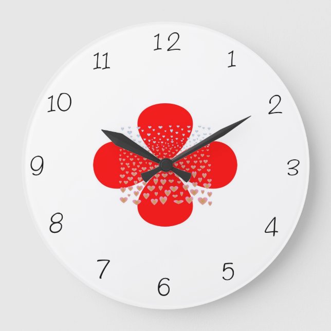 Grande Horloge Ronde Red and White Flower Kitchen Clocks (Recto)