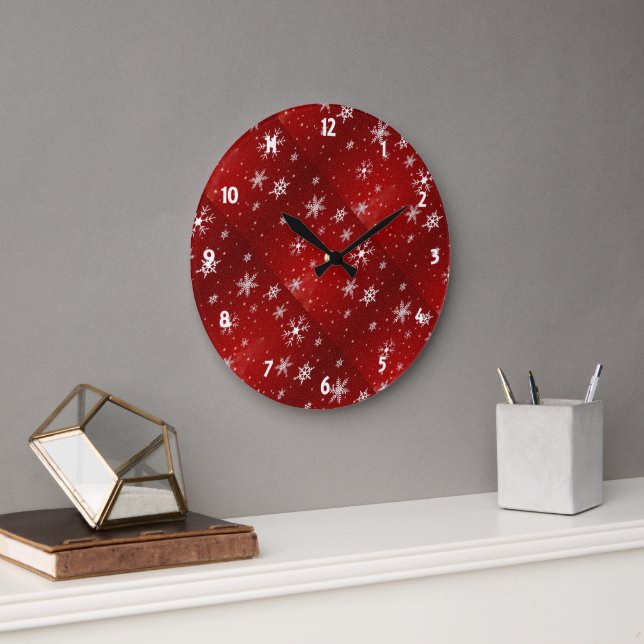 Grande Horloge Ronde Red Background Wall Clock (Bureau)