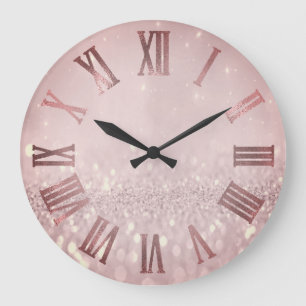 Grande Horloge Ronde Red Bean Parties scintillant Blush Métallic Roman 