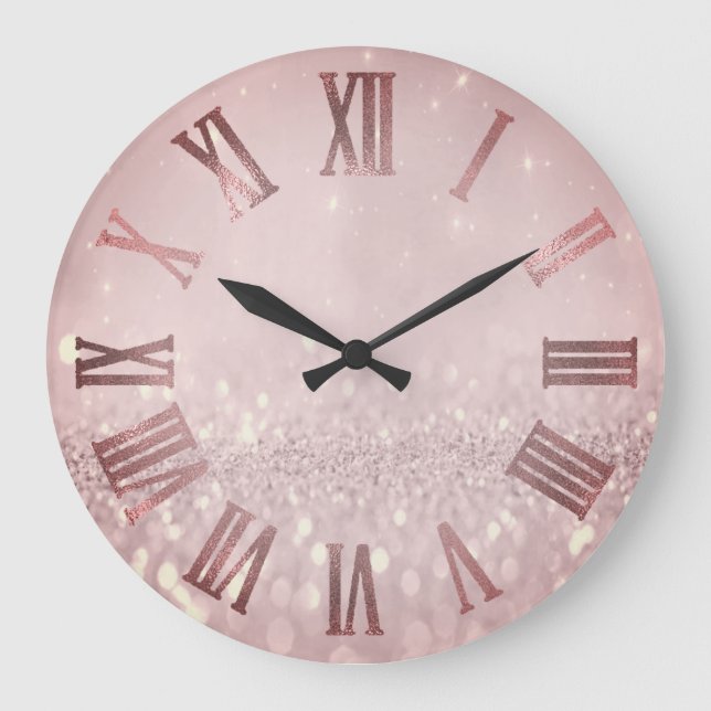 Grande Horloge Ronde Red Bean Parties scintillant Blush Métallic Roman  (Recto)