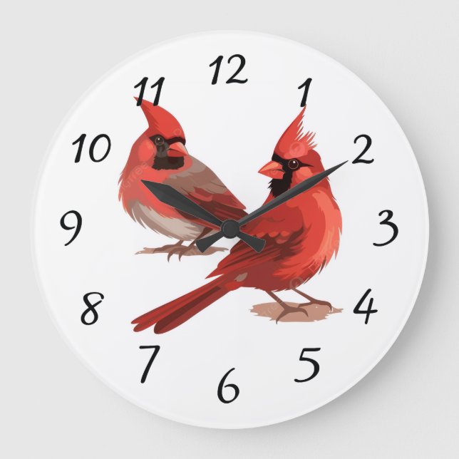 Grande Horloge Ronde red cardinals Wall Clock (Recto)