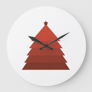 Grande Horloge Ronde Red Christmas Tree Large Clock