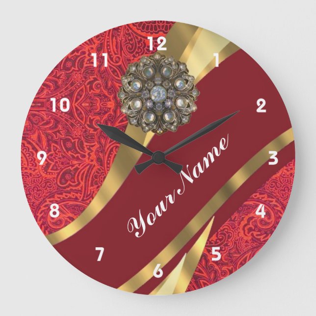 Grande Horloge Ronde Red damask & gold swirl (Recto)