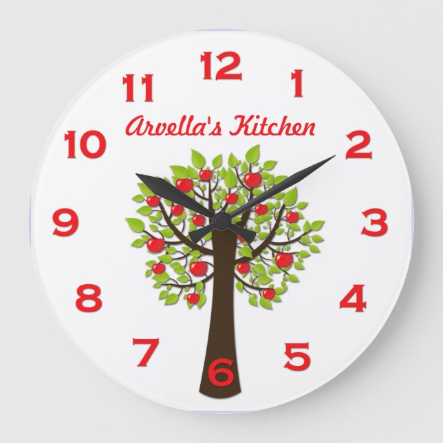 Grande Horloge Ronde Red Delicious Apple Tree Personalized Wall Clock (Recto)