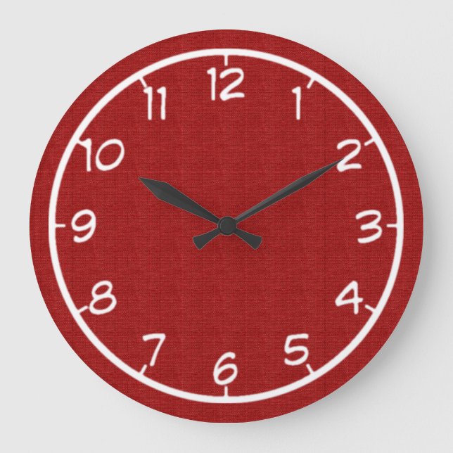 Grande Horloge Ronde Red Faux Canvas Clock (Recto)