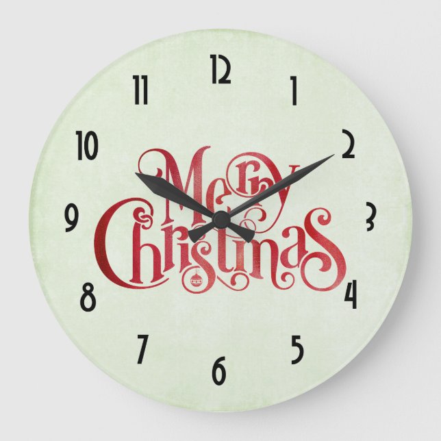 Grande Horloge Ronde Red Joyeux Noël Typographie Festive Police (Recto)