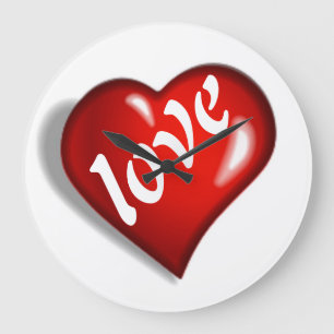 GRANDE HORLOGE RONDE RED LOVE HEART
