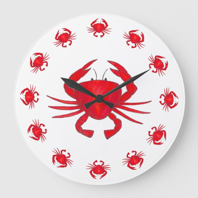 Grande Horloge Ronde Red Maryland Crab Beach House Salle de bain (Recto)