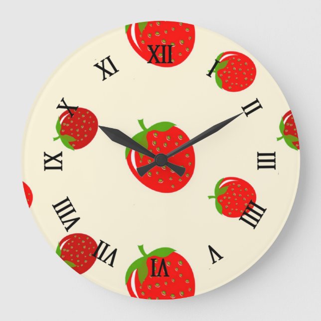 Grande Horloge Ronde Red strawberry on pink (Recto)