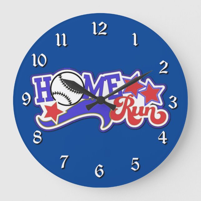 Grande Horloge Ronde Red White and Blue Home Run Baseball Wall Clock (Recto)