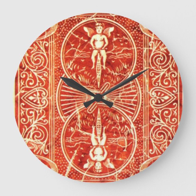 GRANDE HORLOGE RONDE RED WHITE FLORAL SWIRLS (Recto)
