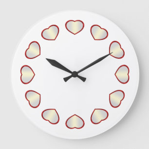 Grande Horloge Ronde Red White Heart White Background Clock