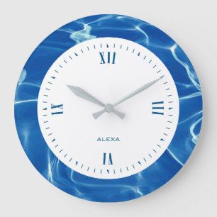 Grande Horloge Ronde Réflexions d'eau bleue profonde
