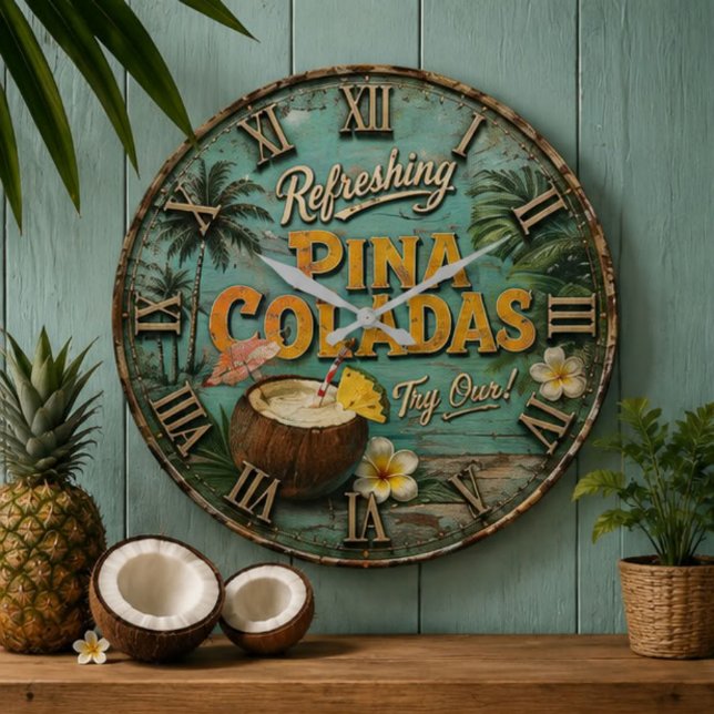 Grande Horloge Ronde Refreshing Piña Coladas  (Créateur téléchargé)