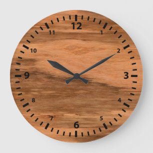 Grande Horloge Ronde Regard du bois de grain d'eucalyptus naturel