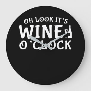 Grande Horloge Ronde Regardez son vin OClock Vin Lover Graphic