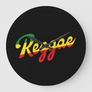 Grande Horloge Ronde Reggae Musique avec couleurs du drapeau reggae