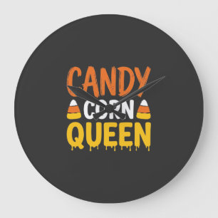 Grande Horloge Ronde Reine Candy Corn Graphique Halloween_1