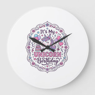 Grande Horloge Ronde Reine d'anniversaire de licorne de Terre de licorn