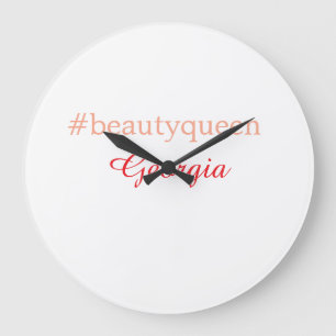 Grande Horloge Ronde Reine de beautéhashtag rouge clair ajouter nom fil