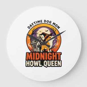 Grande Horloge Ronde Reine des Hurlements de Chien d'Halloween