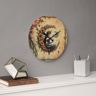 Grande Horloge Ronde Reine du Croissant de Tournesol