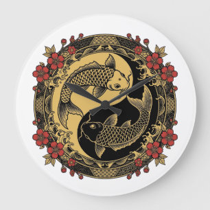 Grande Horloge Ronde Relief Rond Ornemental de Dragon Impérial Chinois