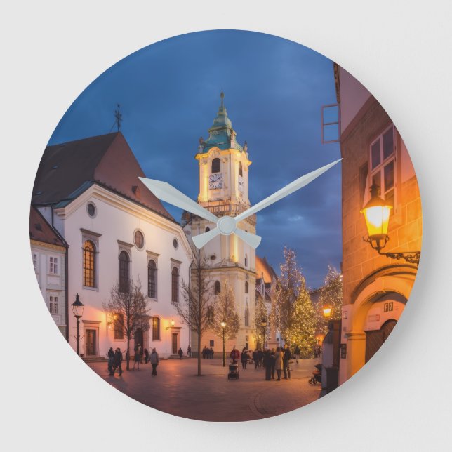 Grande Horloge Ronde Reloj de pared con paisaje de pueblo encantador (Recto)