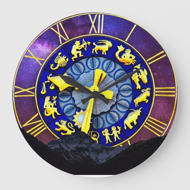 Grande Horloge Ronde Reloj de pared signos del zodiaco (Recto)