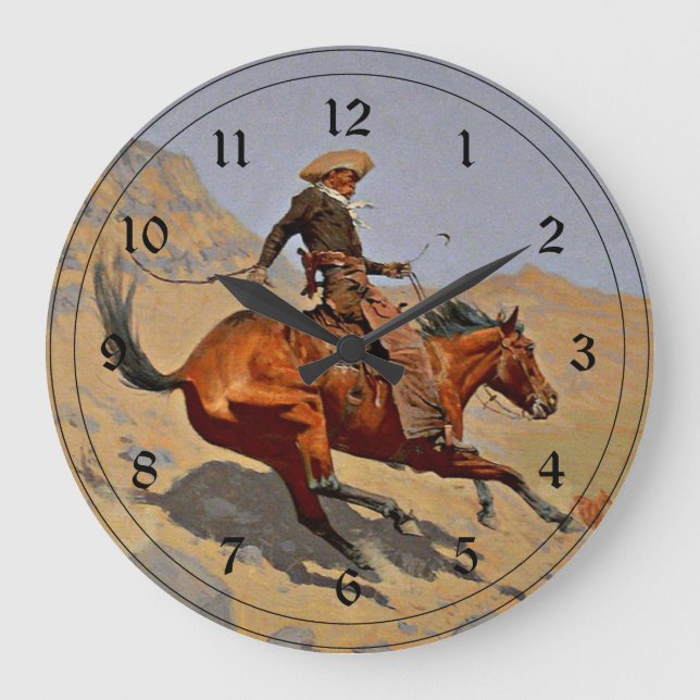 Grande Horloge Ronde Remington : Le Cowboy, (Recto)