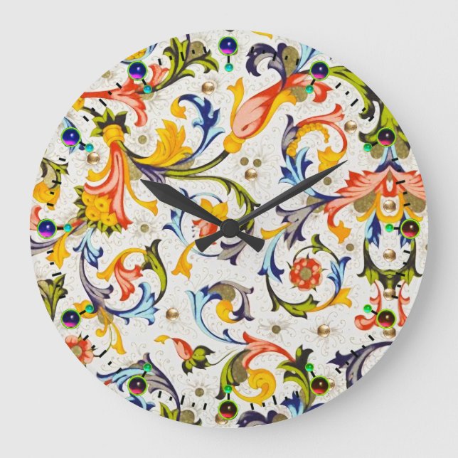 GRANDE HORLOGE RONDE RENAISSANCE FLORENTINE EAUX FLORALES, FLEURS (Recto)
