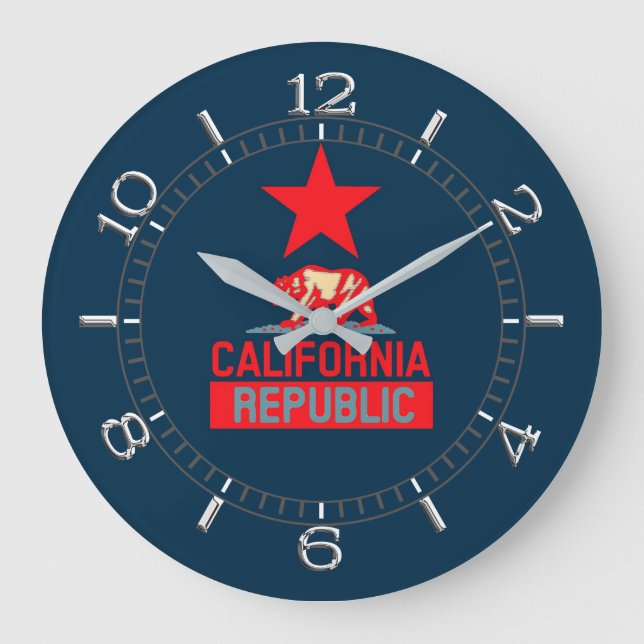 Grande Horloge Ronde République de Californie en Rouge et Bleu (Recto)