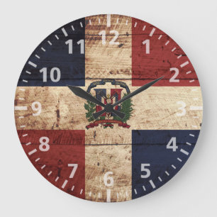 Grande Horloge Ronde République dominicaine Drapeau sur le vieux grain 