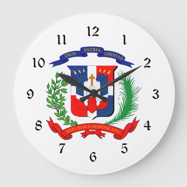 Grande Horloge Ronde République Dominicaine - Sceau - Drapeau - Symbole (Recto)