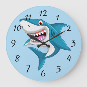 Grande Horloge Ronde Requin Animé