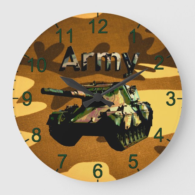 Grande Horloge Ronde Réservoir de l'armée verte, Wall Clock (Recto)