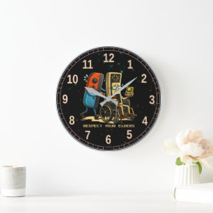 Grande Horloge Ronde Respectez Vos Aînés Contrôle de jeu Rétro Drôle