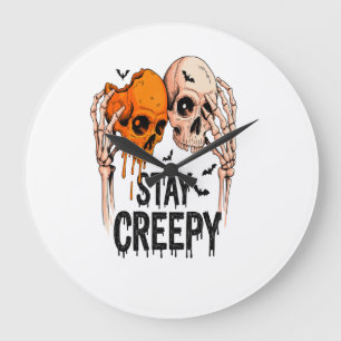 Grande Horloge Ronde Restez Créepy PNG, Crâne Rétro Halloween