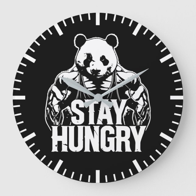 Grande Horloge Ronde Restez Faim, Gym Panda, Bodybuilding Motivation (Recto)