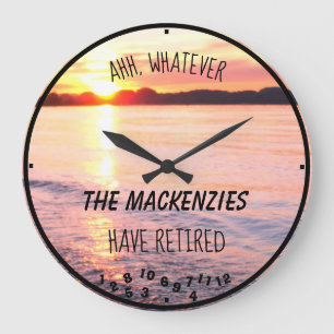 Grande Horloge Ronde Retired Family Beach Beautiful Sunset Nom Funny