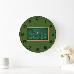 Grande Horloge Ronde Retourner À L'École Chalkboard