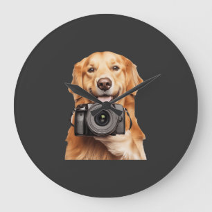 Grande Horloge Ronde Retriever doré
