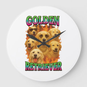 Grande Horloge Ronde Retriever doré