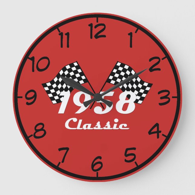 Grande Horloge Ronde Retro 1958 Classic Black & White Checked Race Drap (Recto)