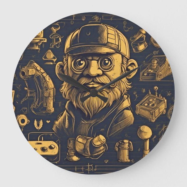Grande Horloge Ronde Retro Arcade Dreams (Recto)