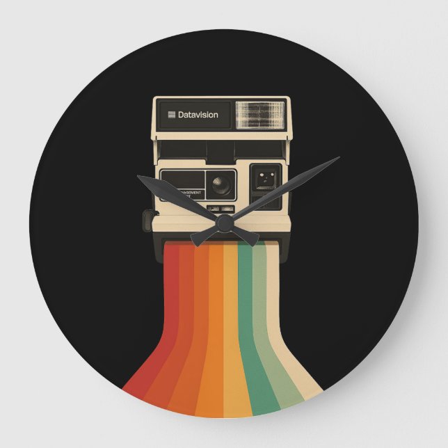 Grande Horloge Ronde Retro Camera with Rainbow Print (Recto)