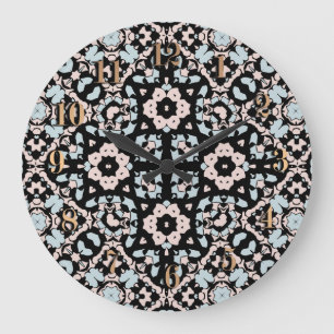 Grande Horloge Ronde Rétro cru arabe marocain ornemental sans couture