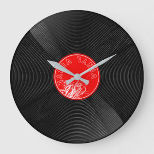 Grande Horloge Ronde Rétro enregistrement vinyle intemporel